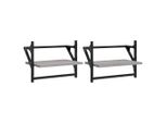 Syfax™ Mensole A Parete Con Aste 2Pz Grigio Sonoma 40X25X30 Cm