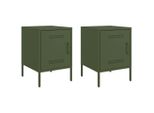 Syfax™ Comodini 2 Pz Verde Oliva 36X39X50,5 Cm In Acciaio