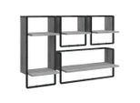 Syfax™ Set Mensole Parete Con Aste 4Pz Grigio Sonoma Legno Multistrato