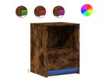 Syfax™ Comodino Con Luci Led Rovere Fumo In Legno Multistrato