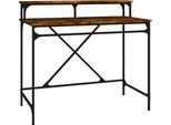Syfax™ Scrivania Rovere Fumo 100X50X90 Cm In Legno Multistrato E Ferro