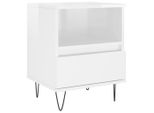 Syfax™ Comodino Bianco Lucido 40X35X50 Cm In Legno Multistrato