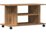 Syfax™ Mobile Tv Ruote Rovere Artigianale 80X40X45Cm Legno Multistrato