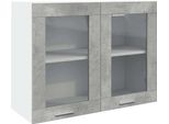 Syfax™ Mobile Pensile Con Vetro “Lyon” Grigio Cemento 80X31X60 Cm