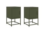 Syfax™ Comodini 2 Pz Verde Oliva 36X39X60,5 Cm In Acciaio