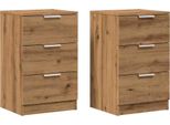 Syfax™ Comodini 2Pz Rovere Artigianale 40X36X65Cm In Legno Multistrato