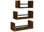 Syfax™ Set Mensole Parete Con Aste 3Pz Rovere Fumo Legno Multistrato