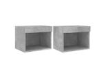 Syfax™ Comodini Con Luci Led A Parete 2Pz Grigio Cemento