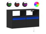 Syfax™ Mobile Tv A Parete Con Luci Led Nero 80X31X45 Cm
