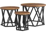 Syfax™ Tavolo Laterale Nesting 3 Pcs Legno Vecchio