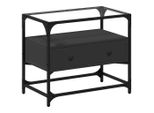 Syfax™ Mobile Tv Con Piano In Vetro Nero 60X35X51 Cm Legno Multistrato
