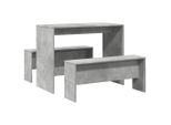 Syfax™ Set Tavolo Da Pranzo E Panche 3 Pz Grigio Cemento In Truciolato