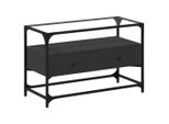 Syfax™ Mobile Tv Con Piano In Vetro Nero 80X35X51 Cm Legno Multistrato