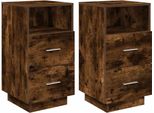 Syfax™ Comodini 2 Pz Con 2 Cassetti Rovere Fumo 36X36X68 Cm