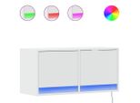 Syfax™ Mobile Tv A Parete Con Luci Led Bianco 80X31X35 Cm