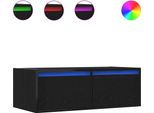 Syfax™ Mobile Porta Tv Con Luci Led Rovere Nero 75X35,5X25 Cm