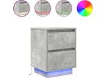 Syfax™ Comodini Con Luci A Led 2 Pz Grigio Cemento 38X34X50 Cm