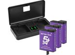 Batteria Della Fotocamera, Capacità 2250Mah, Caricatore Portatile Incluso, 3 Batterie 1 Caricatore