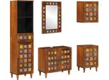 Syfax™ Set Di Mobili Per Il Bagno 5 Pcs Noce Legno Di Mango Massello