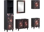 Syfax™ Set Di Armadi Da Bagno Con Porta 5 Pcs Legno Di Mango Massello