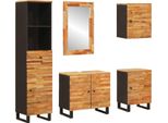 Syfax™ Set Da Bagno Con Porta 5 Pcs Naturale Legno Di Mango Massello