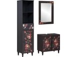 Syfax™ Set Di Armadi Da Bagno Con Porta 3 Pcs Legno Di Mango Massello