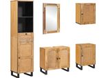 Syfax™ Set Da Bagno Con Cassetto Naturale Legno Di Mango Massello