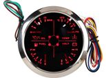 4In1 85 Mm Guage Multifunzione Indicatore Di Carburante Pressione Dell'olio Temperatura Dell'acqua -Volt Meter Dc 9- 32 V Per Auto -RV -Barca Moto Nero Argento ℃/Bar