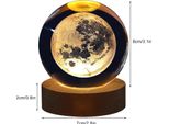 Lampada A Sfera Di Cristallo 3D Con Base In Legno