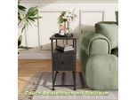 Proximax Tavolino Nero Con 1 Cassetto E Funzione Di Ricarica - Comodino Con Presa E Passacavo, 60×30×62 Cm, Moderno