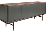Credenza Angel Cerdá In Legno Grigio Scuro, Acciaio Nero E Piano In Noce 3264