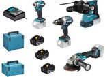 Makita DLX4195JX1 Ho DGA504+DHR243+DHP489+DTD173 Li-Ion Lxt 18V/3*5Ah, 2* Makpac