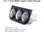 Set Di Indicatori Tripli, 2 Pollici (52 Mm), Voltmetro 3 In 1, Temperatura Dell'acqua, Pressione Dell'olio, Universale Per Auto A 12 V