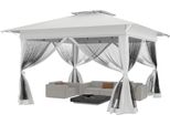 Yuenfong 4X4M Giardino Gazebo Padiglione Tenda Party Doppia Copertura Protettiva In Metallo Pop-Up Gazebo Pieghevole Con 4 Pannelli Laterali Zanzariera Gazebo Pergola Per Feste, Bancarelle (Bianco)