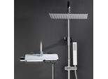 Joho Colonna Doccia In Acciaio Inox 304 Con Termostatico Rubinetto Miscelatore, Set Doccia A Pioggia Con Doccetta, Soffione Doccia Cromo 20×20Cm