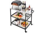 Vevor Carrello Barbecue Da Esterno 80X61 Cm (Dimensioni Del Piano), Tavolo Barbecue Con Ruote, Maniglia Laterale, 2 Ripiani In Rete E 4 Ruote, Tavolo Da Preparazione Barbecue, Carrello Di Servizio Per Picnic, Cucina, Giardino