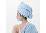 Inf Confezione Da 2 Asciugamani Per Capelli In Pile Corallo - Asciugatura Rapida Super Assorbente Blu