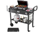 Vevor Carrello Barbecue Da Esterno 787X432 Mm (Dimensioni Del Piano), Tavolo Barbecue Pieghevole Con Portatovaglioli, Ruote E Ripiano Magnetico Per Utensili, Tavolo Da Barbecue, Carrello Di Servizio Per Picnic E Cucina