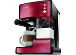 S Breville Primalatte, Macchina Per Caffè Ed Espresso | Pompa Italiana Con 15 Bar | Adatta Per Caffè In Polvere O Cialde | Montalatte Automatico Integrato | Metallizzato/Rosso | VCF046X, Rosso