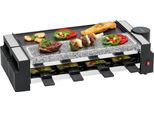 Griglia Per Raclette Clatronic Con Pietra Calda Rg 3678 Nero / Piastra In Ghisa Reversibile / Divertimento Per Le Feste / Giorni Di Festa / Incl. Padelle E Spatola In Legno