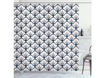 Abakuhaus Tenda Da Doccia Geometrica, Motivo Astratto Monocromatico Di Nuvole In Cotone, 175 X 220 Cm, Blu Scuro Crema
