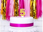 Candela Di Compleanno Numero 5 Con Glitter 7Cm Oro