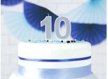 Candela Di Compleanno Numero 0 Con Glitter 7Cm Argento