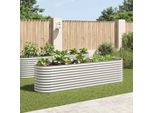 Vidaxl Letto Da Giardino Rialzato 320X80X81 Cm Acciaio Zincato Argento