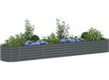 Vidaxl Letto Da Giardino Rialzato 400 X 80 X 44 Cm Acciaio Zincato Grigio
