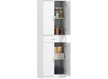 Homcom Mobile Da Cucina A Colonna Con Ripiani Regolabili, Mobile Buffet A 4 Ante Con Cassetto, Mobile Dispensa Dal Design Scandinavo, Bianco
