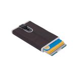 Piquadro Custodia Quadrata Nera Per Carte Di Credito Rfid A Scorrimento Testa Di Moro