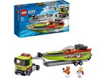Lego 60254 City Motoscafo Trasportatore Giocattolo Con Rimorchio E Motoscafo, Giocattolo Da Bagno Galleggiante Per Bambini Da 5 A 7 Anni