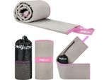 Asciugamano In Microfibra Ad Asciugatura Rapida 130X75Cm Piccolo - Grigio+Rosa