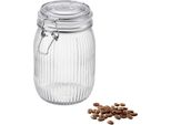 Contenitore In Vetro Lino 950 Ml - Scanalato, A Tenuta Stagna Con Clip In Metallo